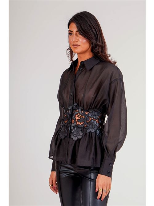 Camicia in organzacon fashia decorativa twins fantasy | T5064BLACK